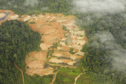 Gold mining has already caused destruction elsewhere in rainforests of French Guiana. Photo by Sean McCann, used under a Flickr Creative Commons license.